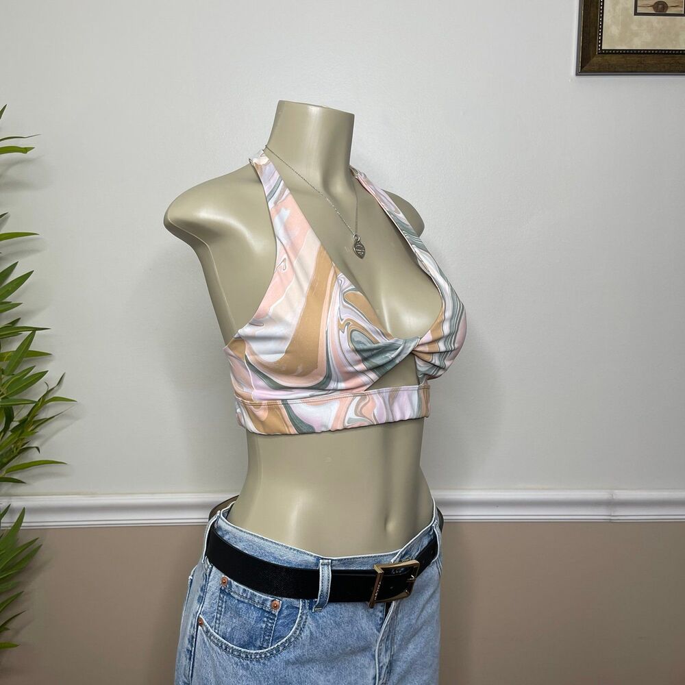 Beach Riot Marble Twist-Front Racerback Sports Bra - Picture 3 of 11